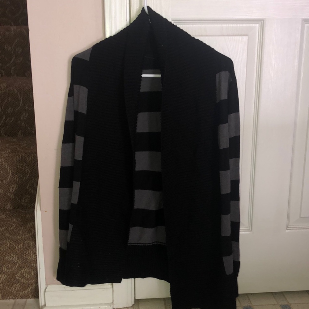 Gray/black striped cardigan